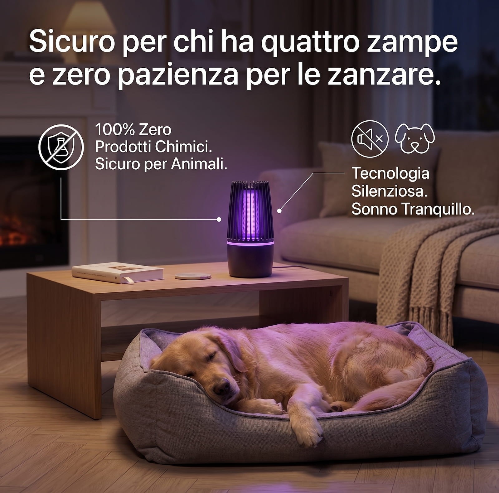 Cane che dorme tranquillo accanto al dispositivo
