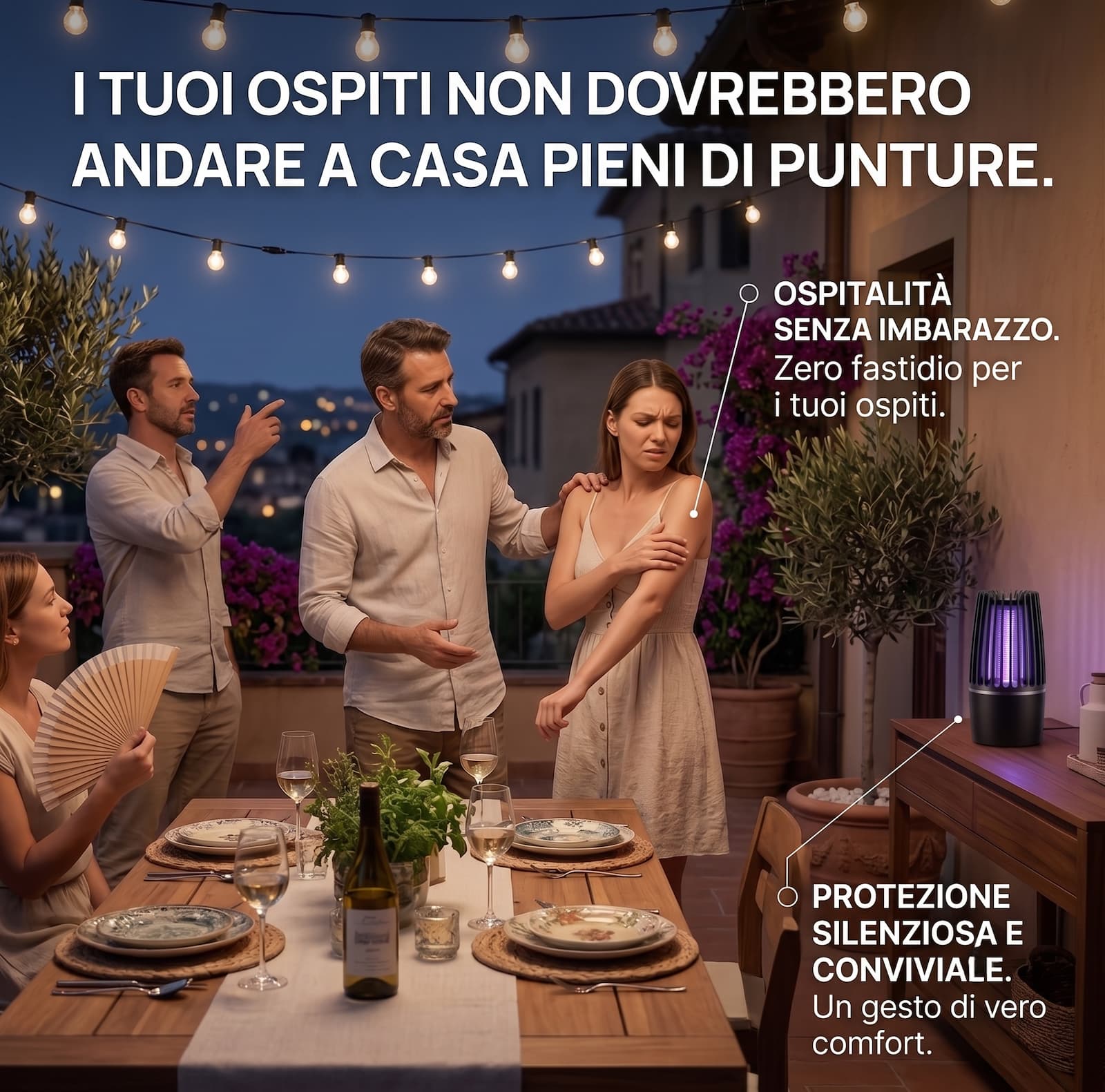Cena in terrazza protetta da ZanzaShield