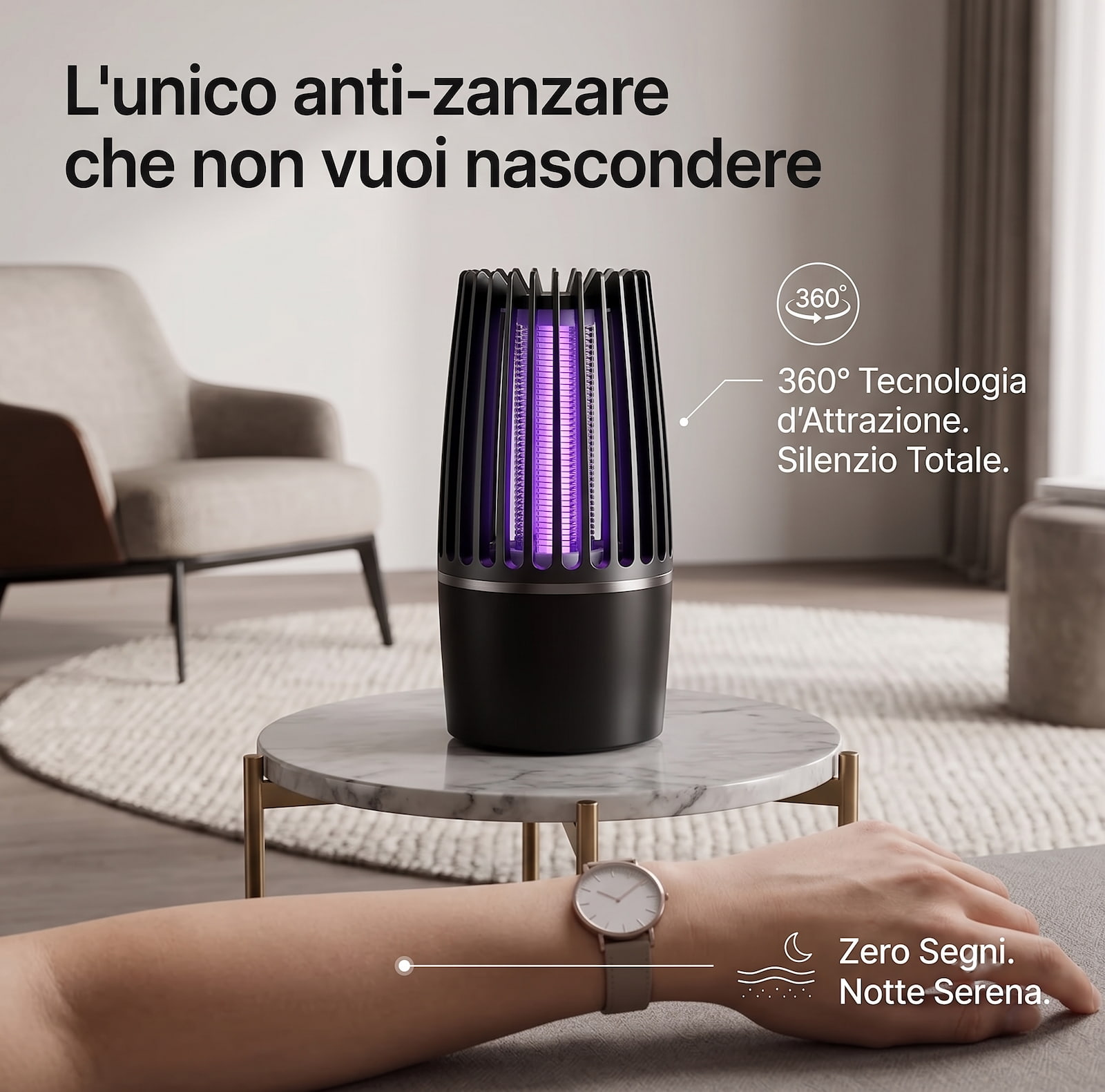 ZanzaShield acceso in salotto